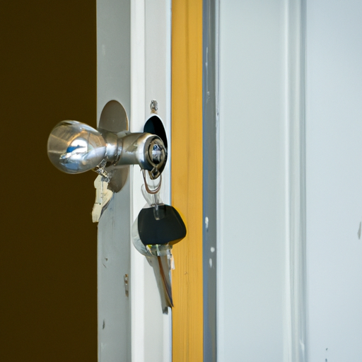 תמונה של דלת נעולה עם מפתחות תלויים בצורה מגרה מחוץ להישג יד בצד השני.
